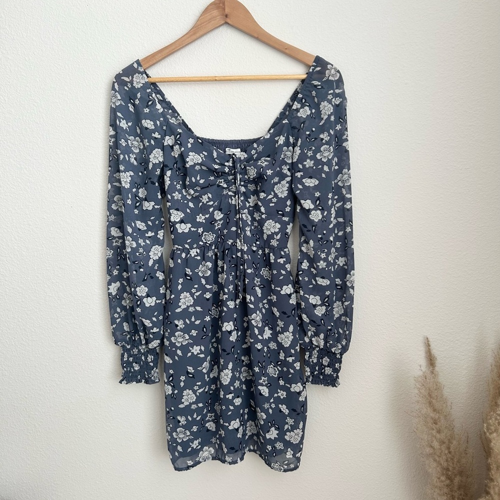 Hollister Navy Blue Floral Mini Dress
